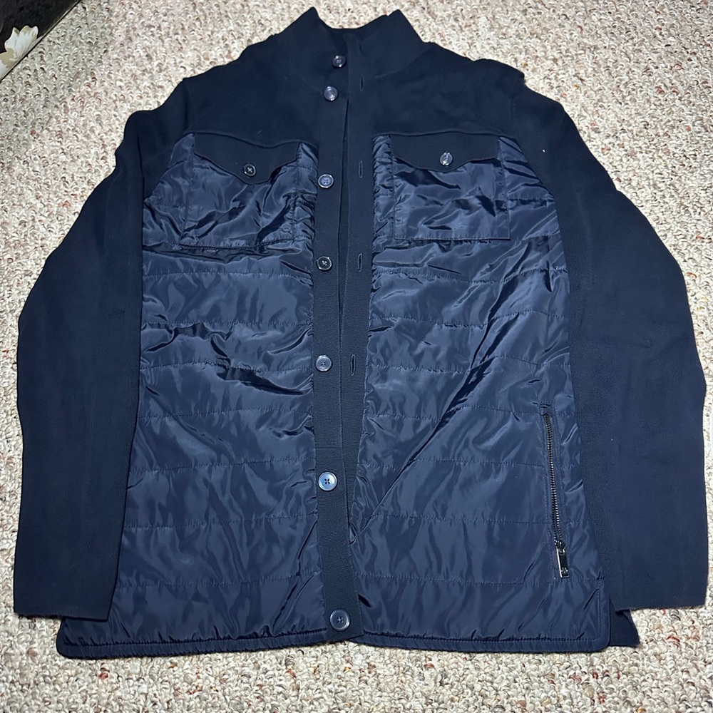 Massimo Dutti Men Contrast Technical Jacket with navy knit -L - Picture 2 of 7